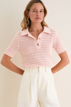 Pink Crochet Cotton Asher Polo