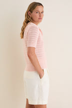 Pink Crochet Cotton Asher Polo