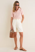 Pink Crochet Cotton Asher Polo