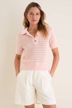 Pink Crochet Cotton Asher Polo