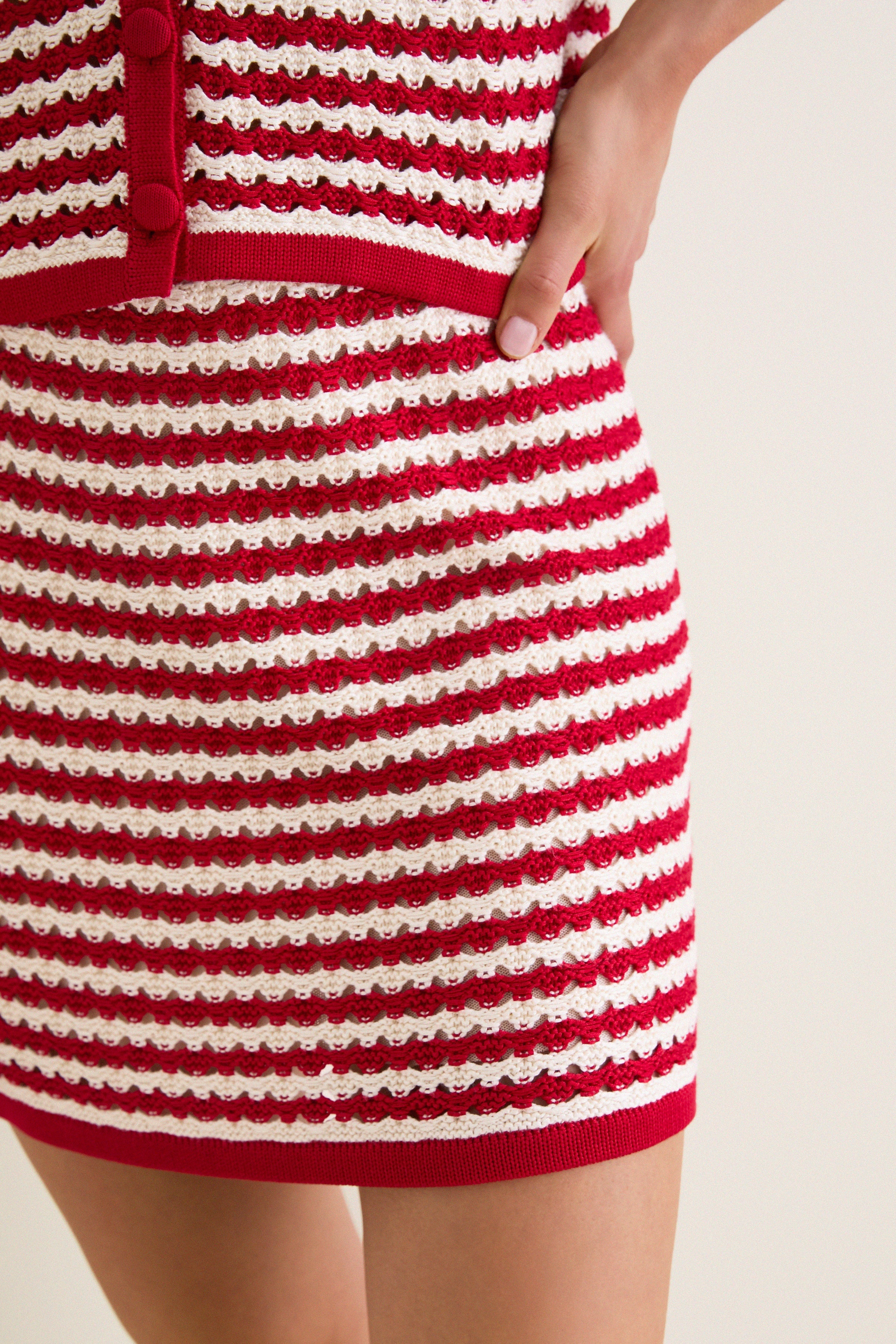 Avenue Stripe Knit Mystic Mini Skirt