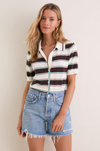 Mint Chocolate Stripe Reid Polo Cardigan
