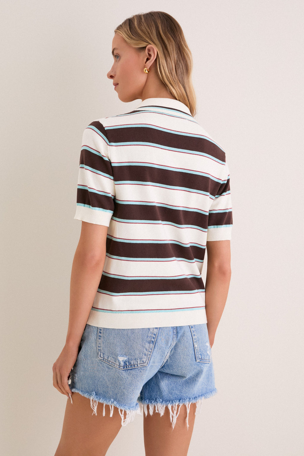 Mint Chocolate Stripe Reid Polo Cardigan