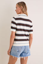 Mint Chocolate Stripe Reid Polo Cardigan