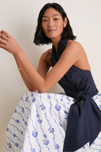 Navy Wrapped Up Halter Top