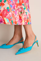 Lagoon Suede Aminita Heels with Covered Cubic