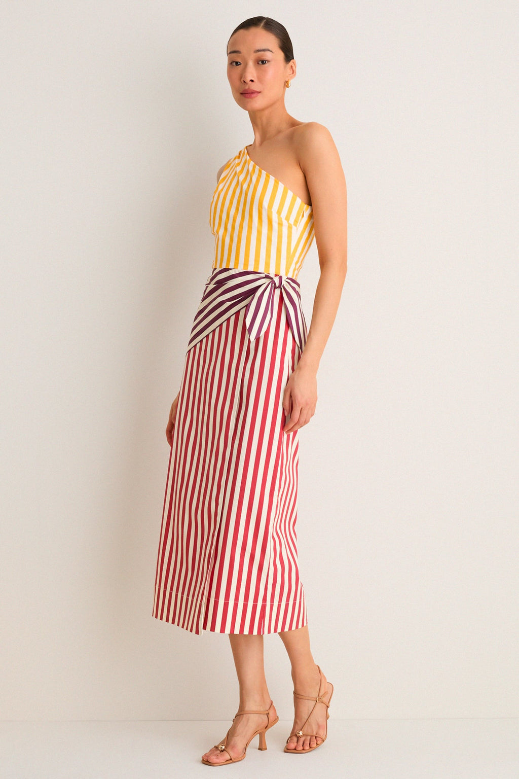 Red Stripe Belem Poplin Midi Dress
