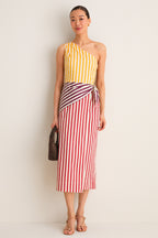 Red Stripe Belem Poplin Midi Dress