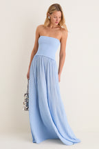 Blue Lagoon Strapless Soglio Maxi Dress
