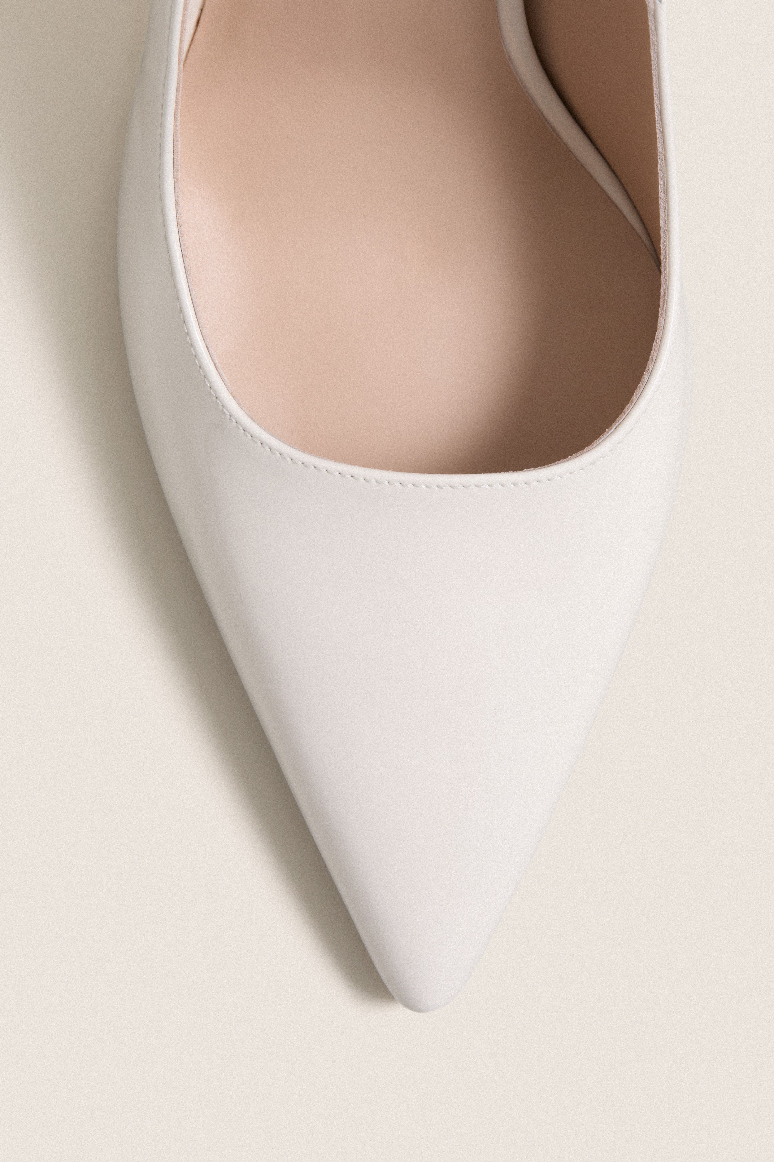 Cream Patent Leather Stuart Power 85 Heels
