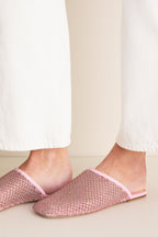 Pink Marshmallow Bareitall Shine Mules