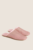 Pink Marshmallow Bareitall Shine Mules