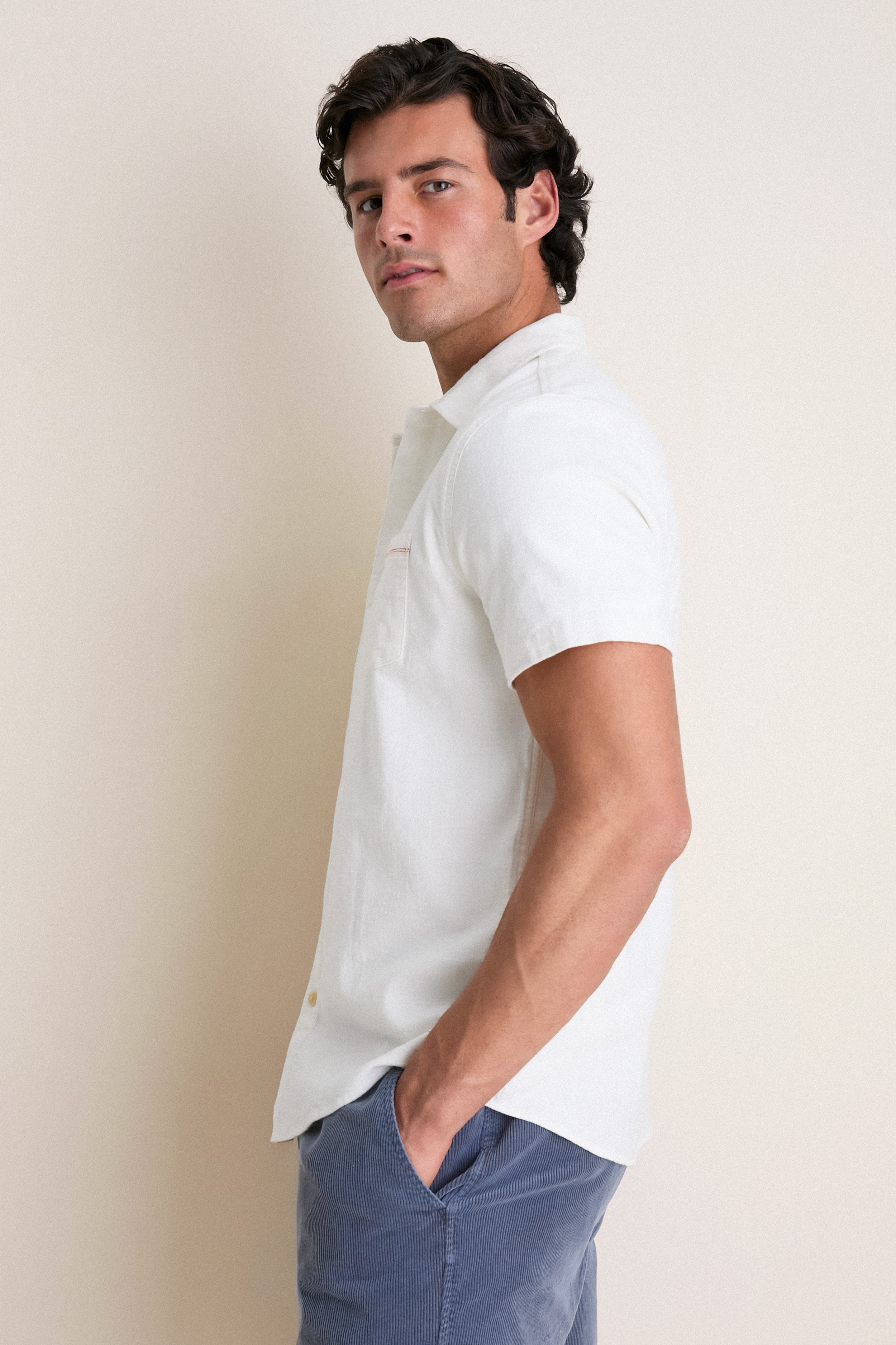 White Classic Stretch Selvage Shirt