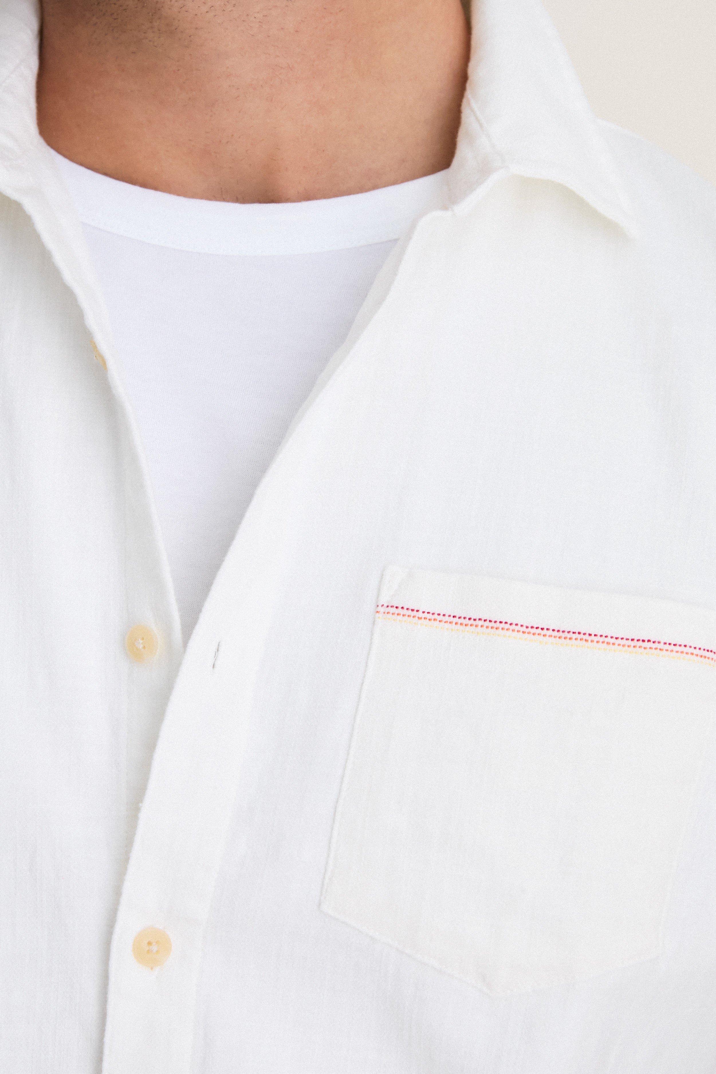 White Classic Stretch Selvage Shirt