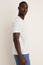 White Mediterranea Stripe Relaxed Hemp Cotton Tee