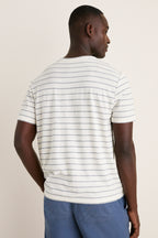 White Mediterranea Stripe Relaxed Hemp Cotton Tee