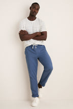White Mediterranea Stripe Relaxed Hemp Cotton Tee