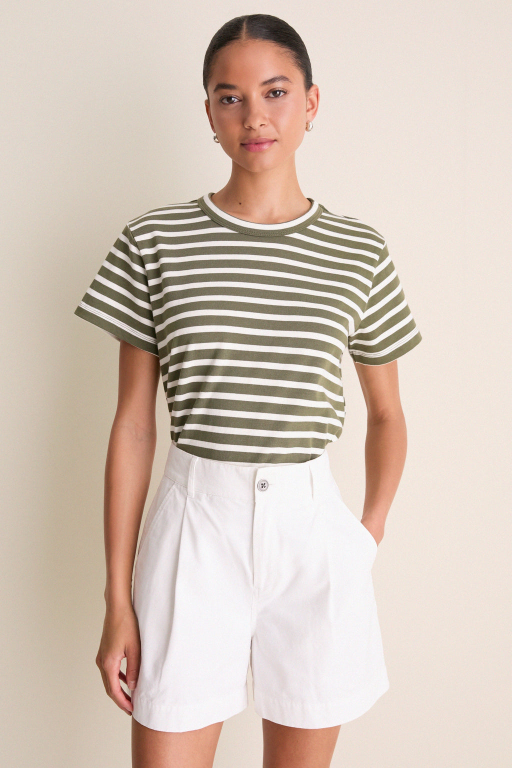 Olive Stripe Parker Classic Tee