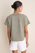 Olive Stripe Parker Classic Tee