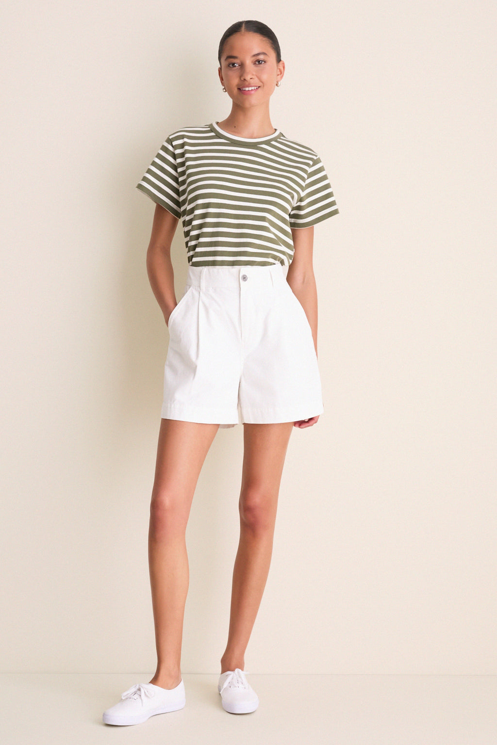 Olive Stripe Parker Classic Tee