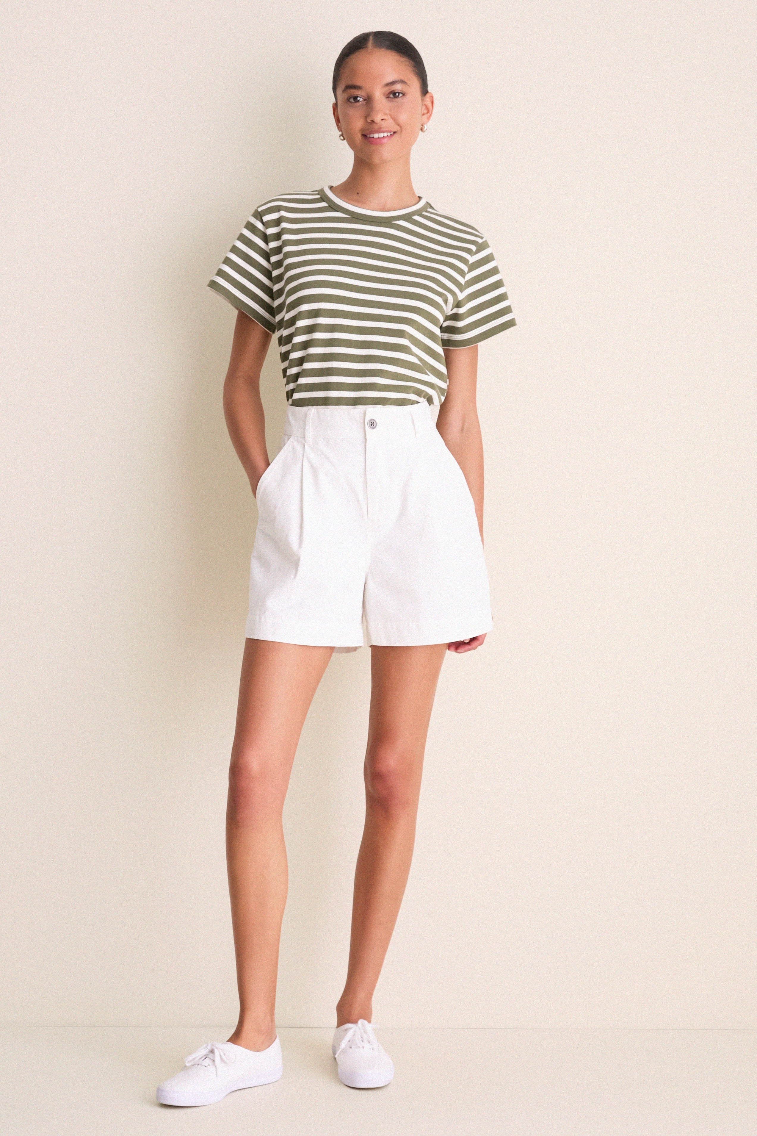 Olive Stripe Parker Classic Tee