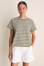 Olive Stripe Parker Classic Tee