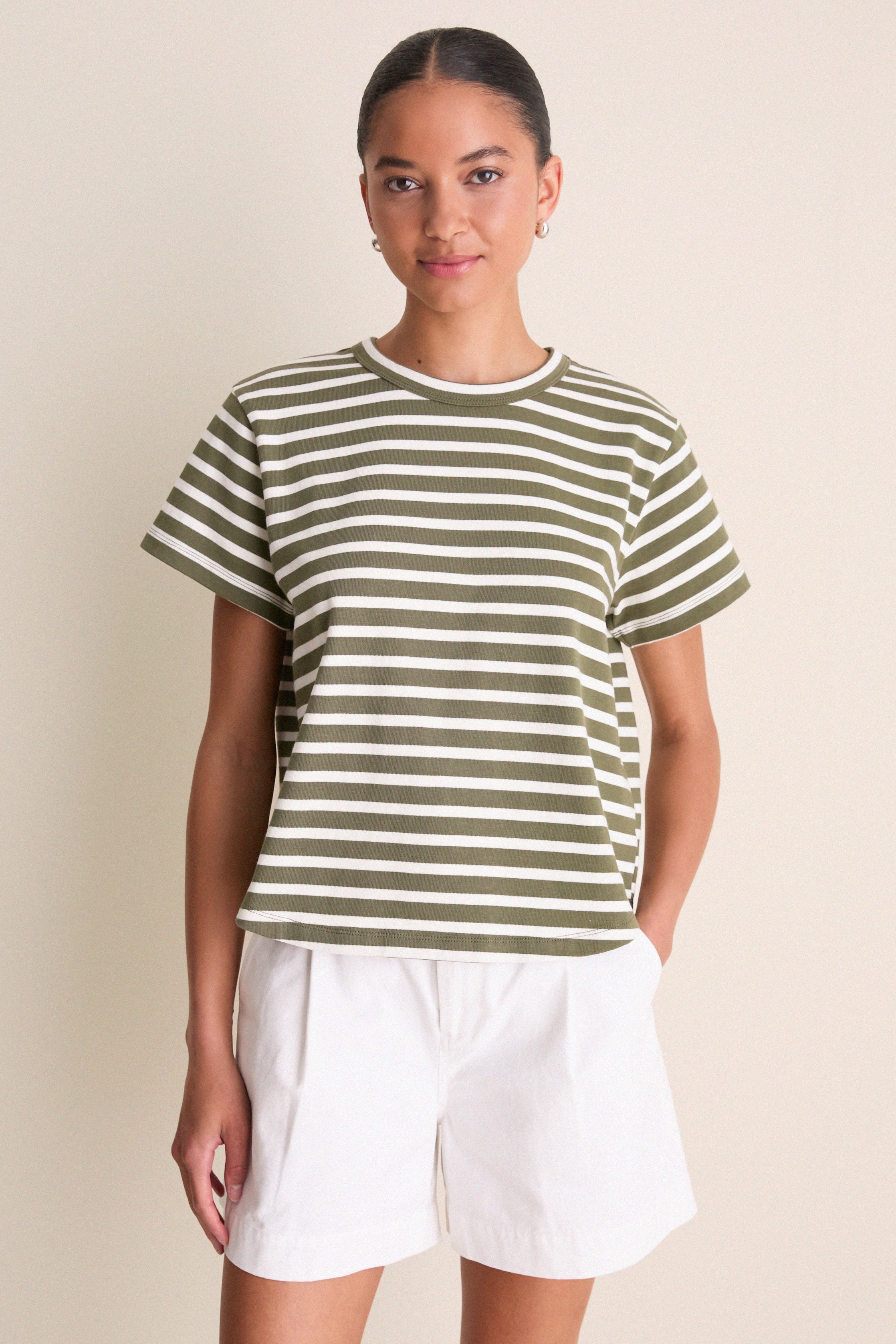 Olive Stripe Parker Classic Tee