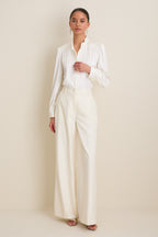 White Satin Brianna Bow Blouse