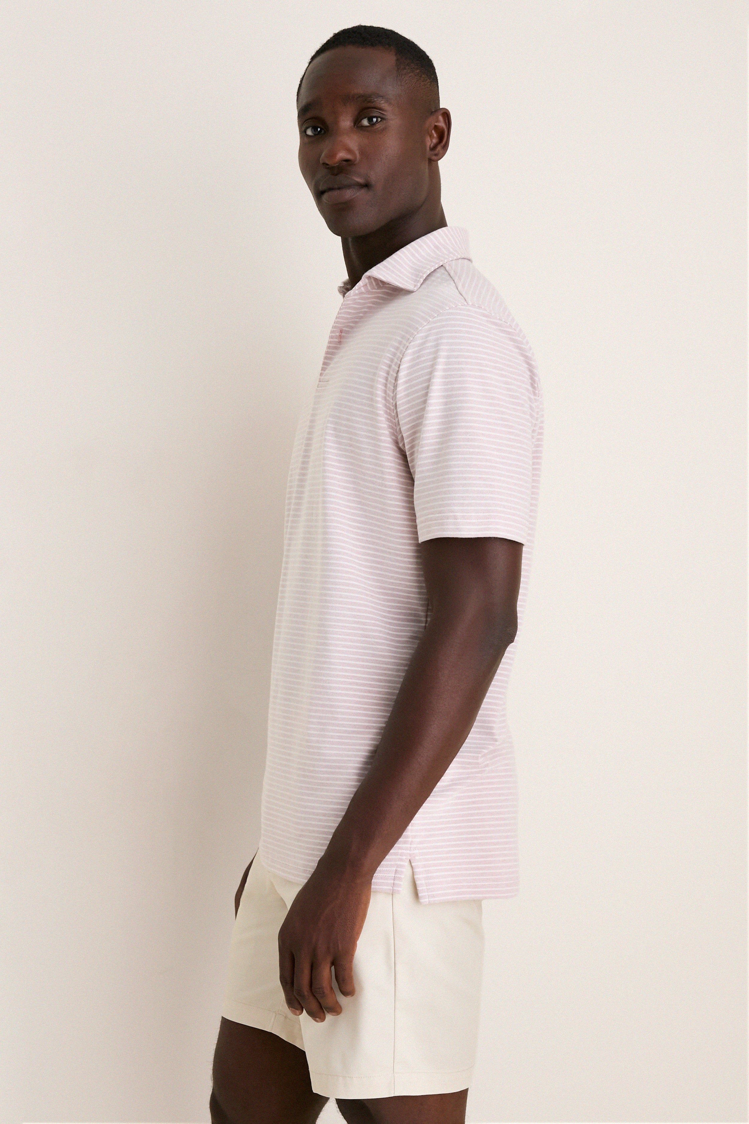 Faded Scarlet Stripe Albatross Cotton Blend Pique Polo