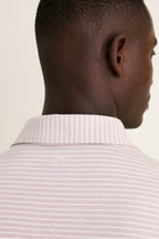 Faded Scarlet Stripe Albatross Cotton Blend Pique Polo