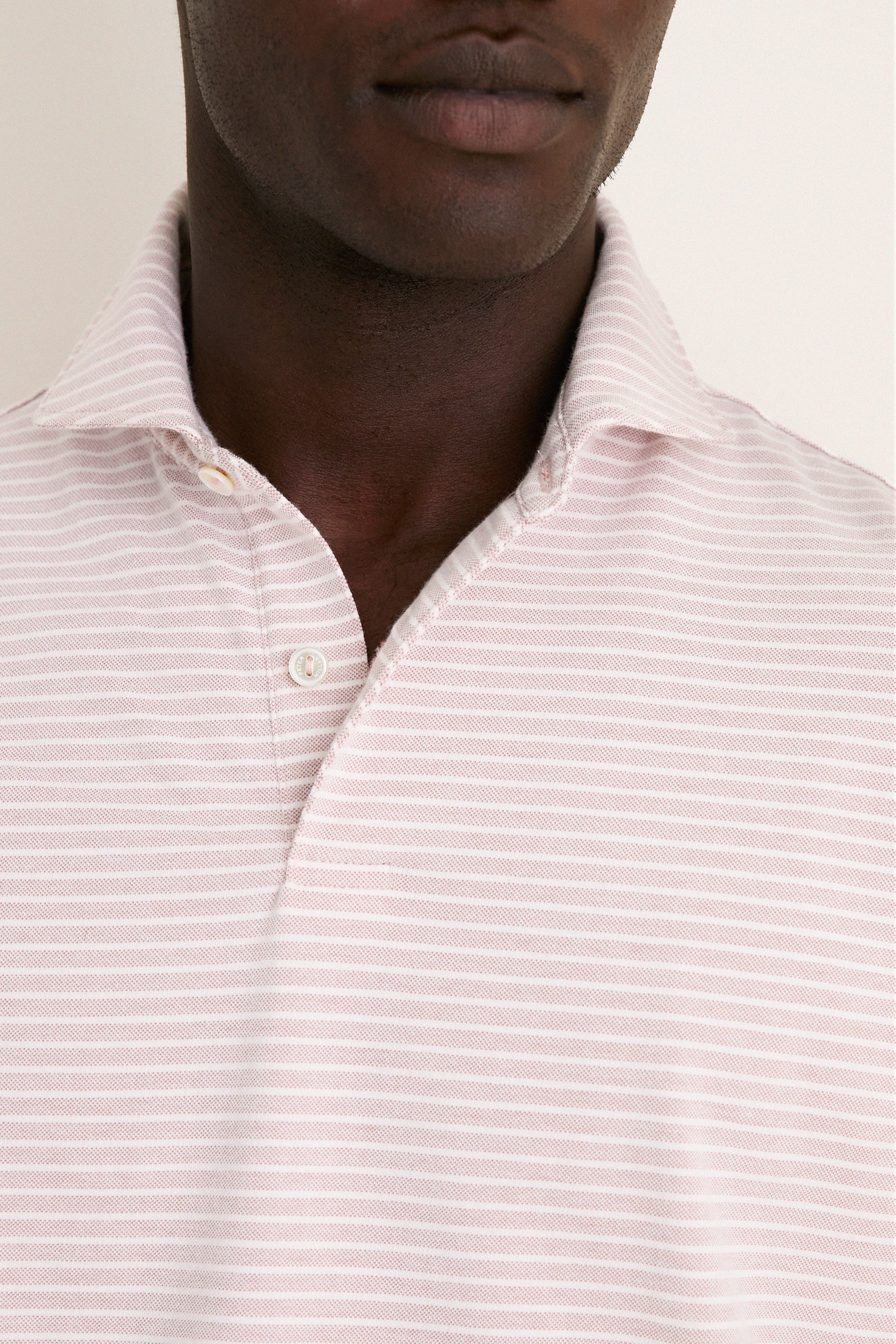 Faded Scarlet Stripe Albatross Cotton Blend Pique Polo