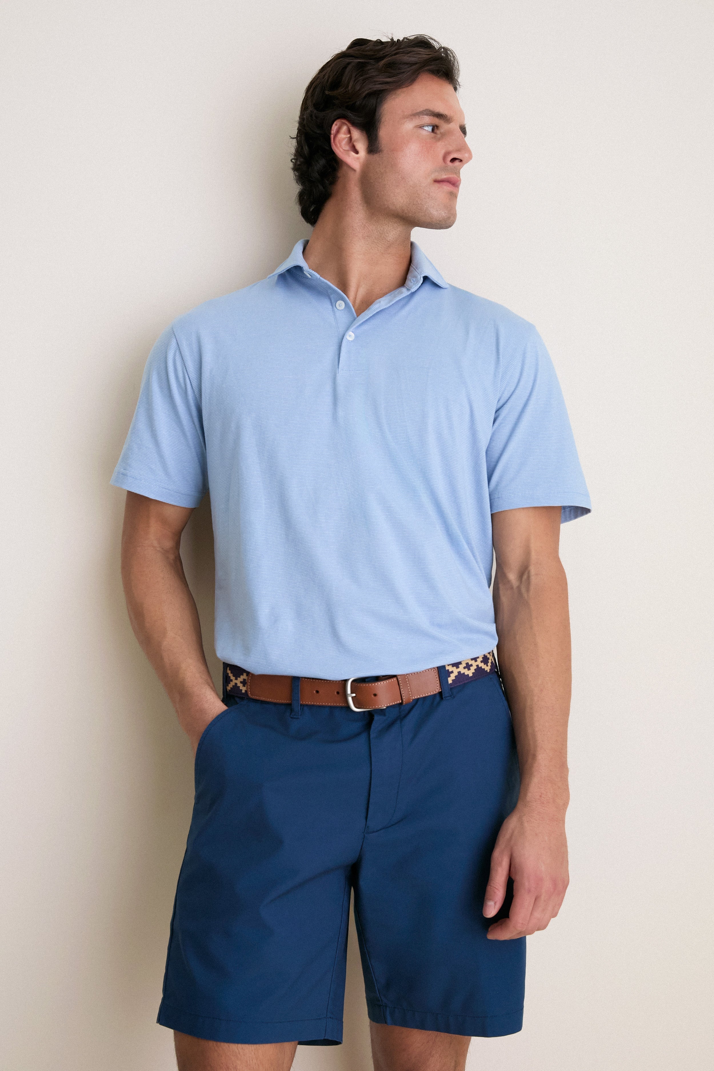 Cloudy Blue Ryles Crown Flex Cotton Polo