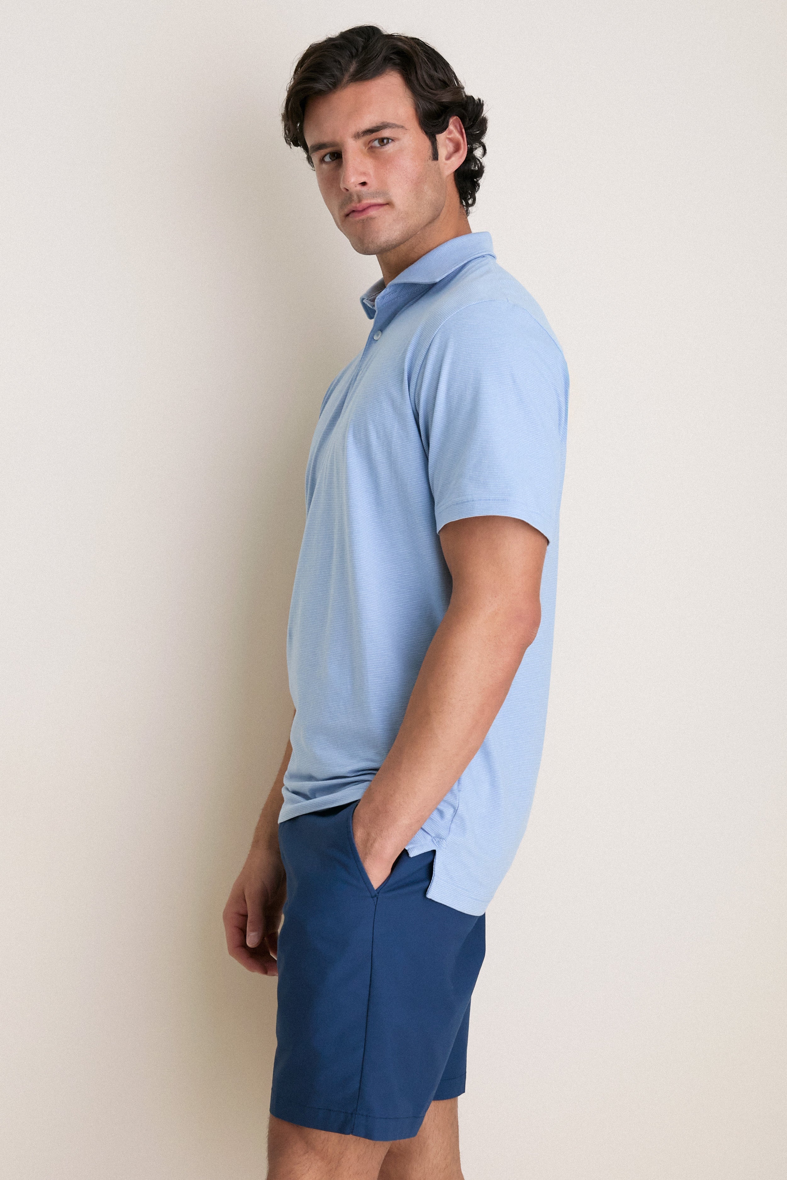 Cloudy Blue Ryles Crown Flex Cotton Polo