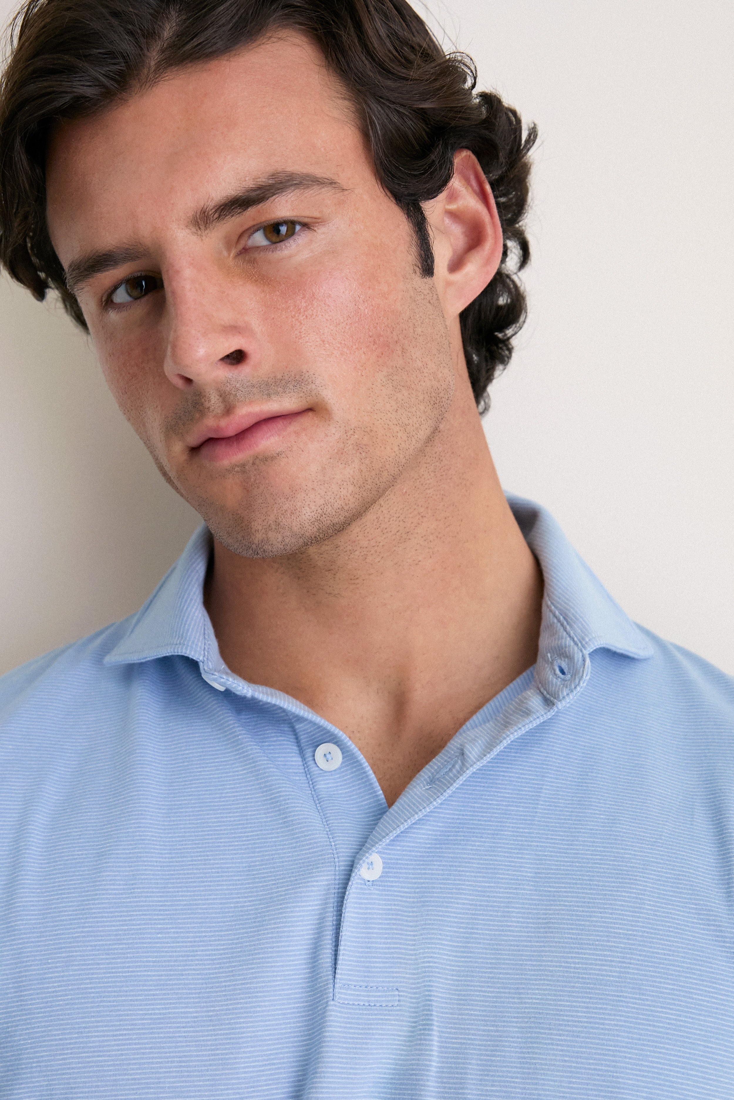Cloudy Blue Ryles Crown Flex Cotton Polo