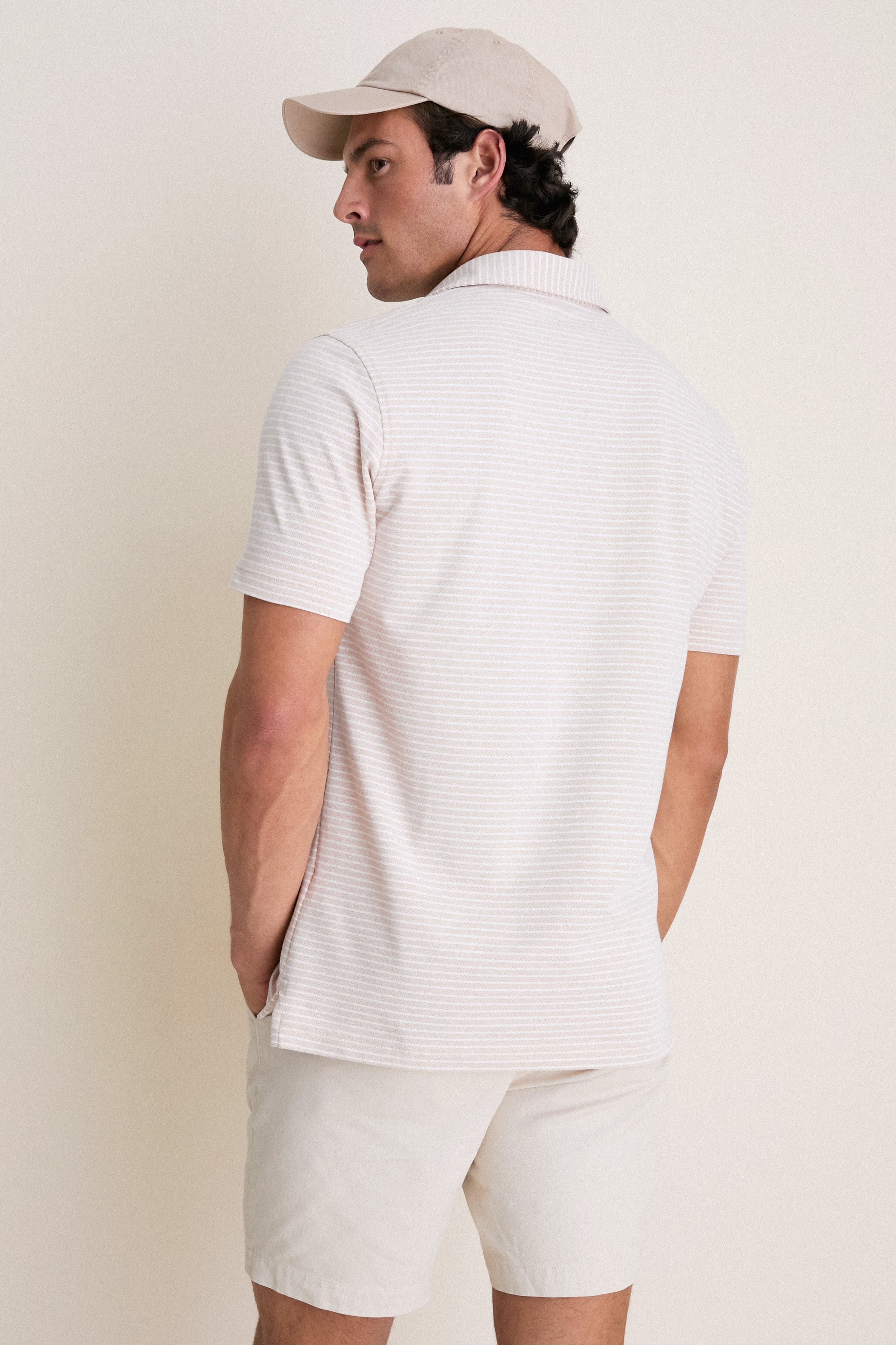 Summer Dunes Stripe Albatross Cotton Blend Pique Polo