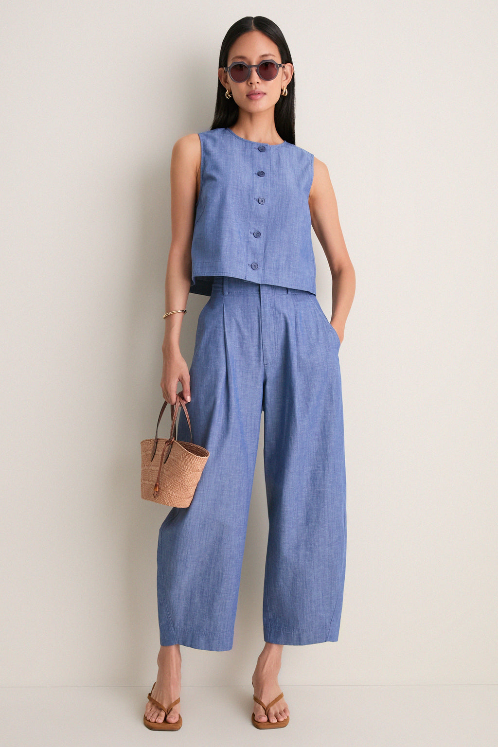 Chambray Bari Crop Trouser