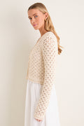 Ivory Crochet Daisy Cardigan