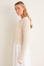 Ivory Crochet Daisy Cardigan