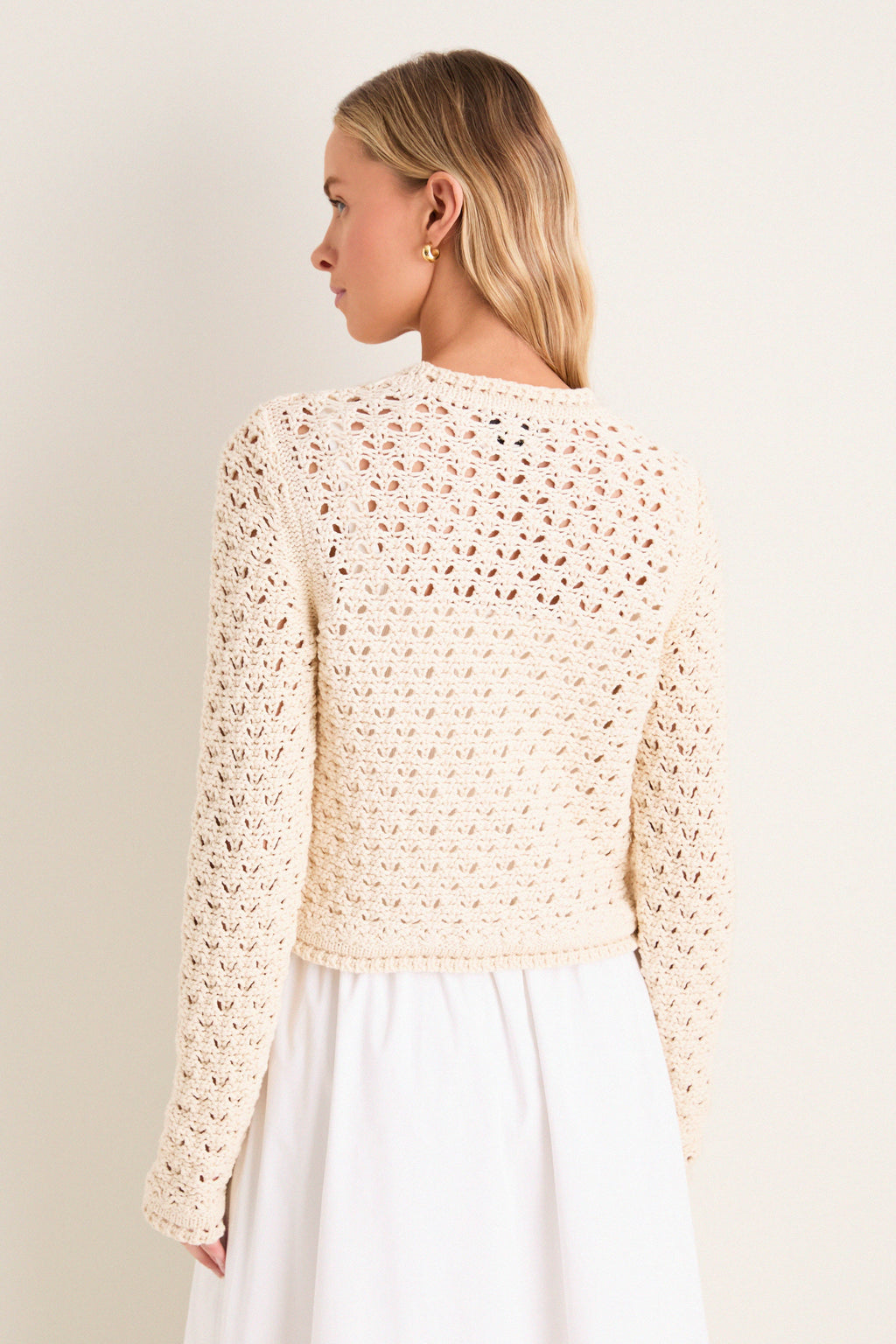 Ivory Crochet Daisy Cardigan