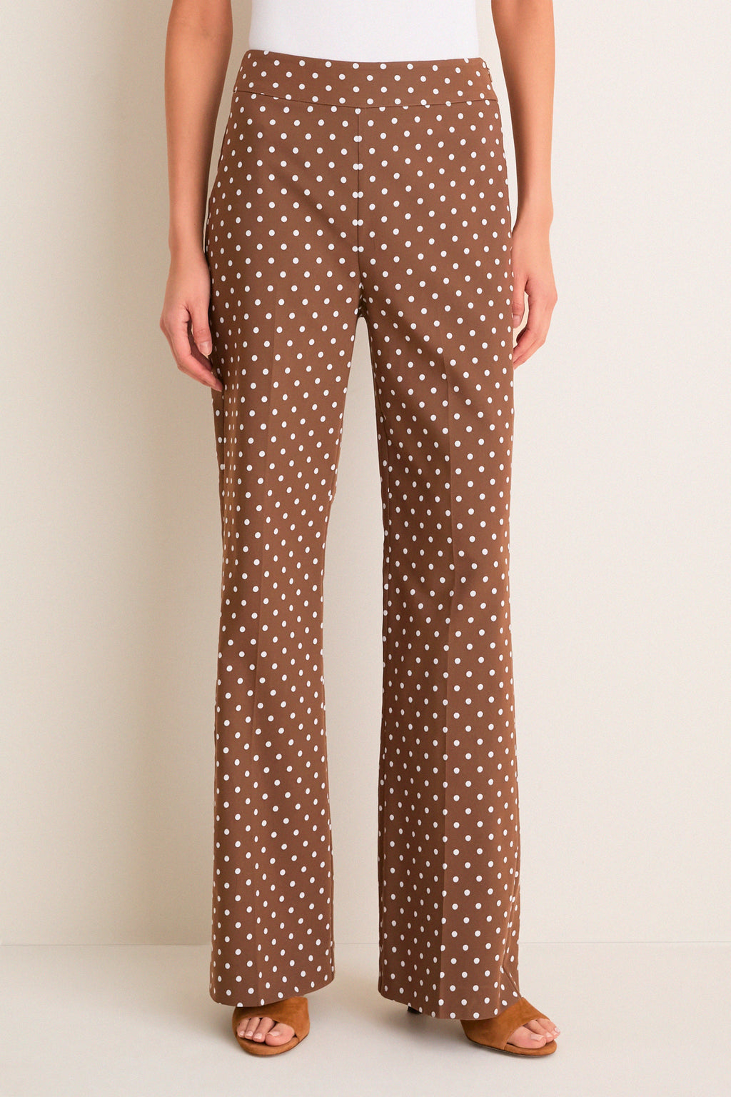 Cocoa Dot Stretch Jacquard Sabrina Pant