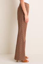 Cocoa Dot Stretch Jacquard Sabrina Pant