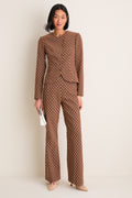Cocoa Dot Stretch Jacquard Sabrina Pant