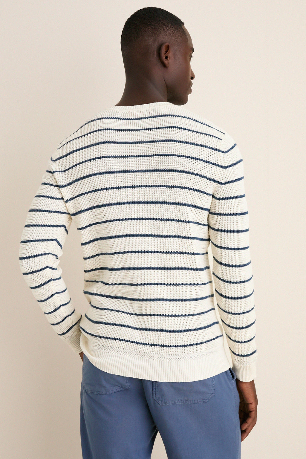 Ivory Night Stripe Sunwashed Crewneck Sweater