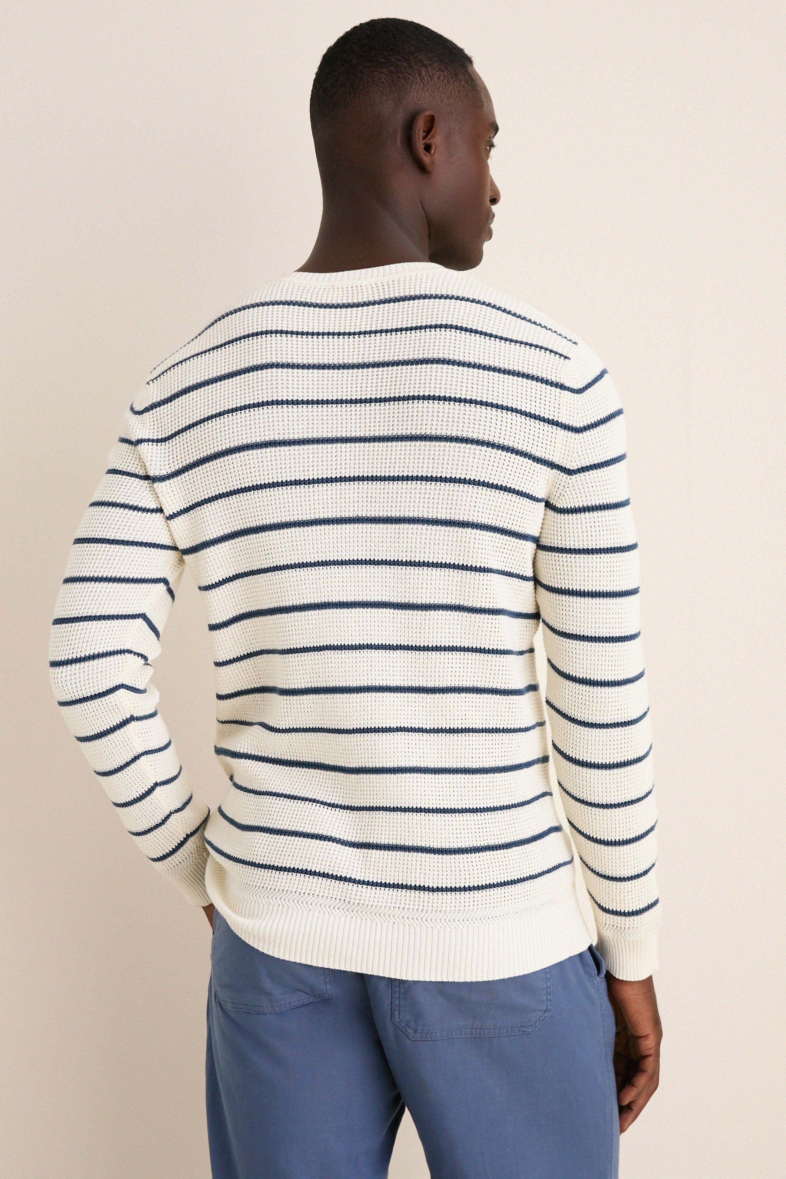 Ivory Night Stripe Sunwashed Crewneck Sweater