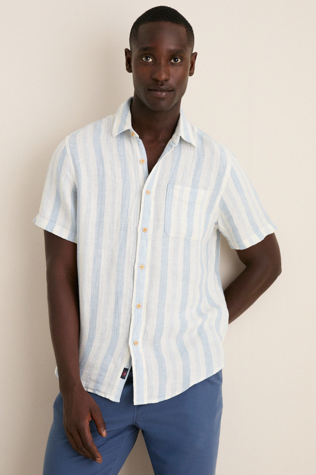 Island Blue Stripe Palma Linen Shirt