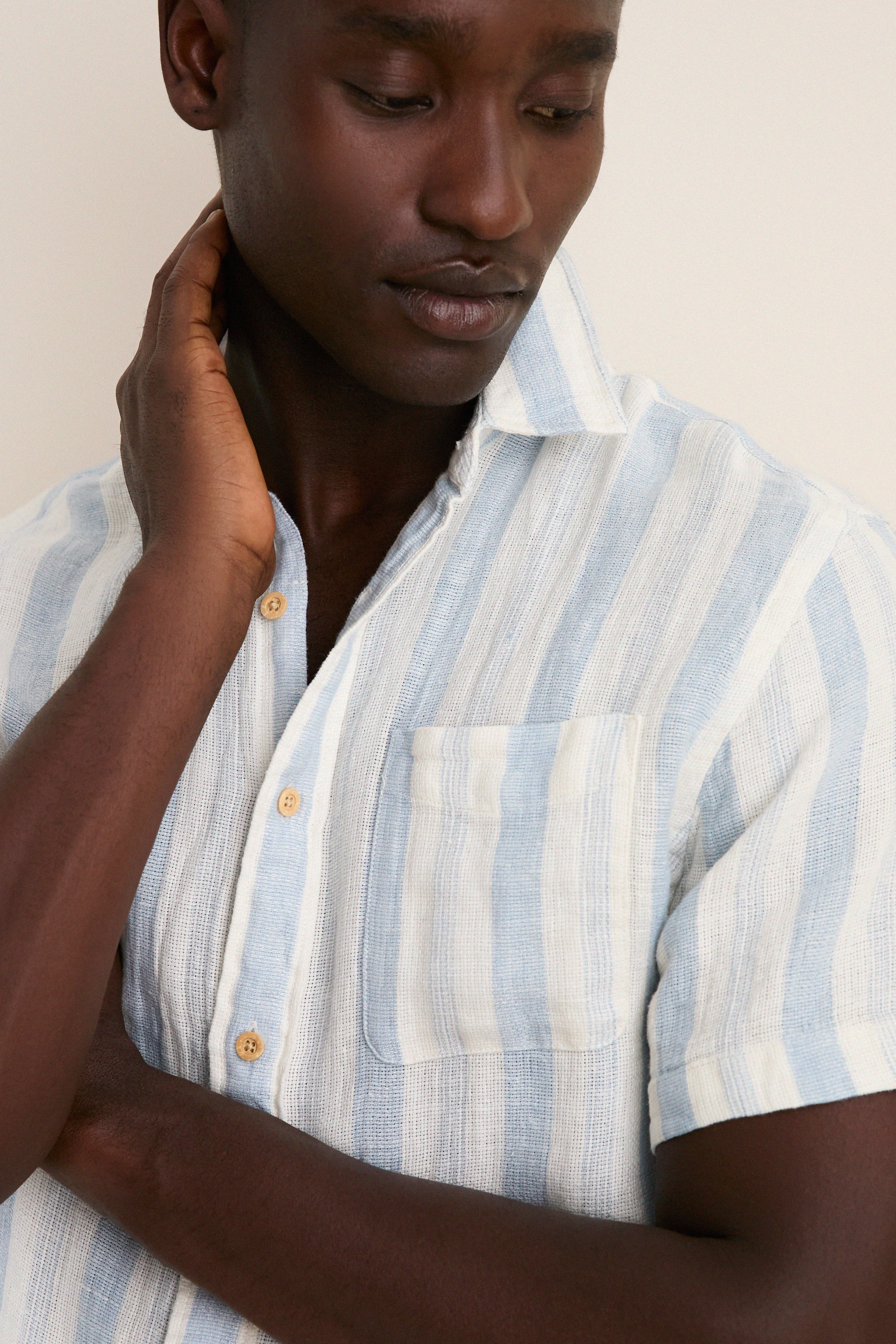 Island Blue Stripe Palma Linen Shirt