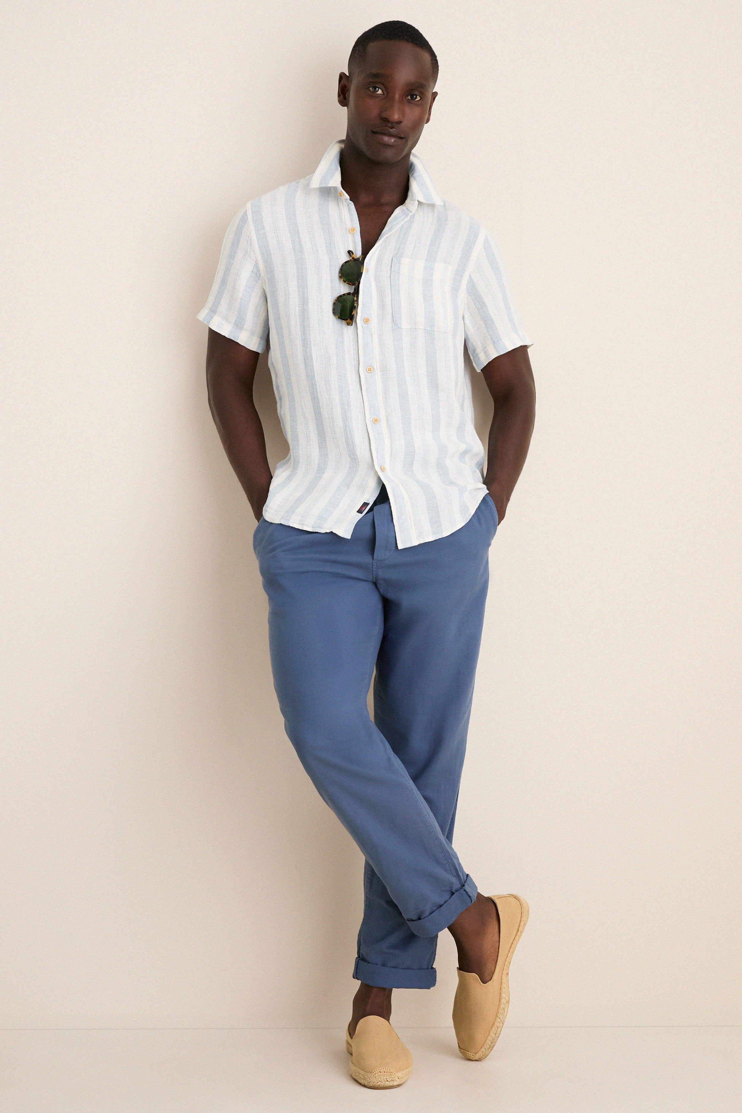 Island Blue Stripe Palma Linen Shirt