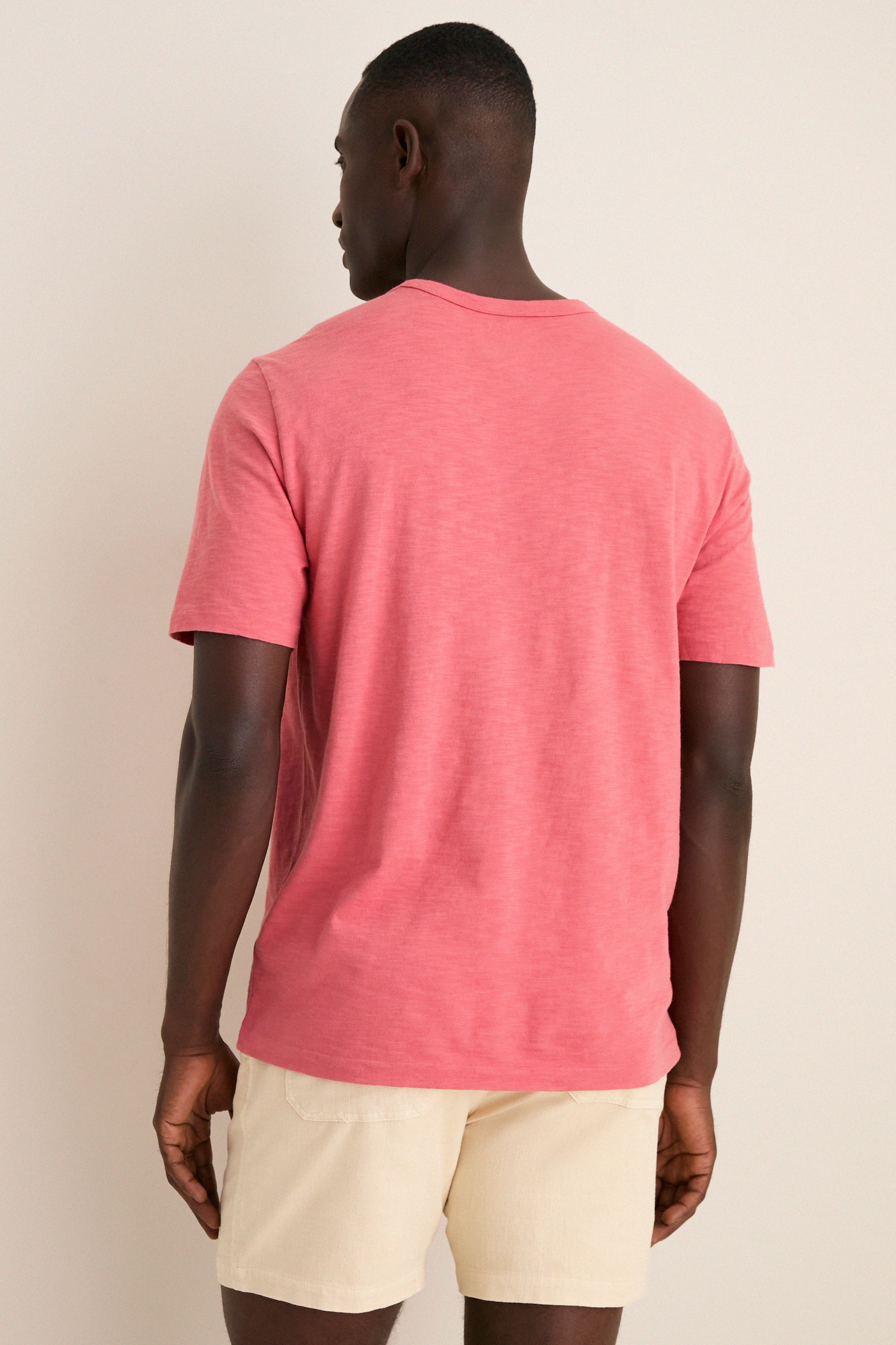 Coral Red Sunwashed Pocket Tee
