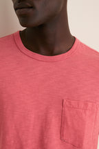 Coral Red Sunwashed Pocket Tee