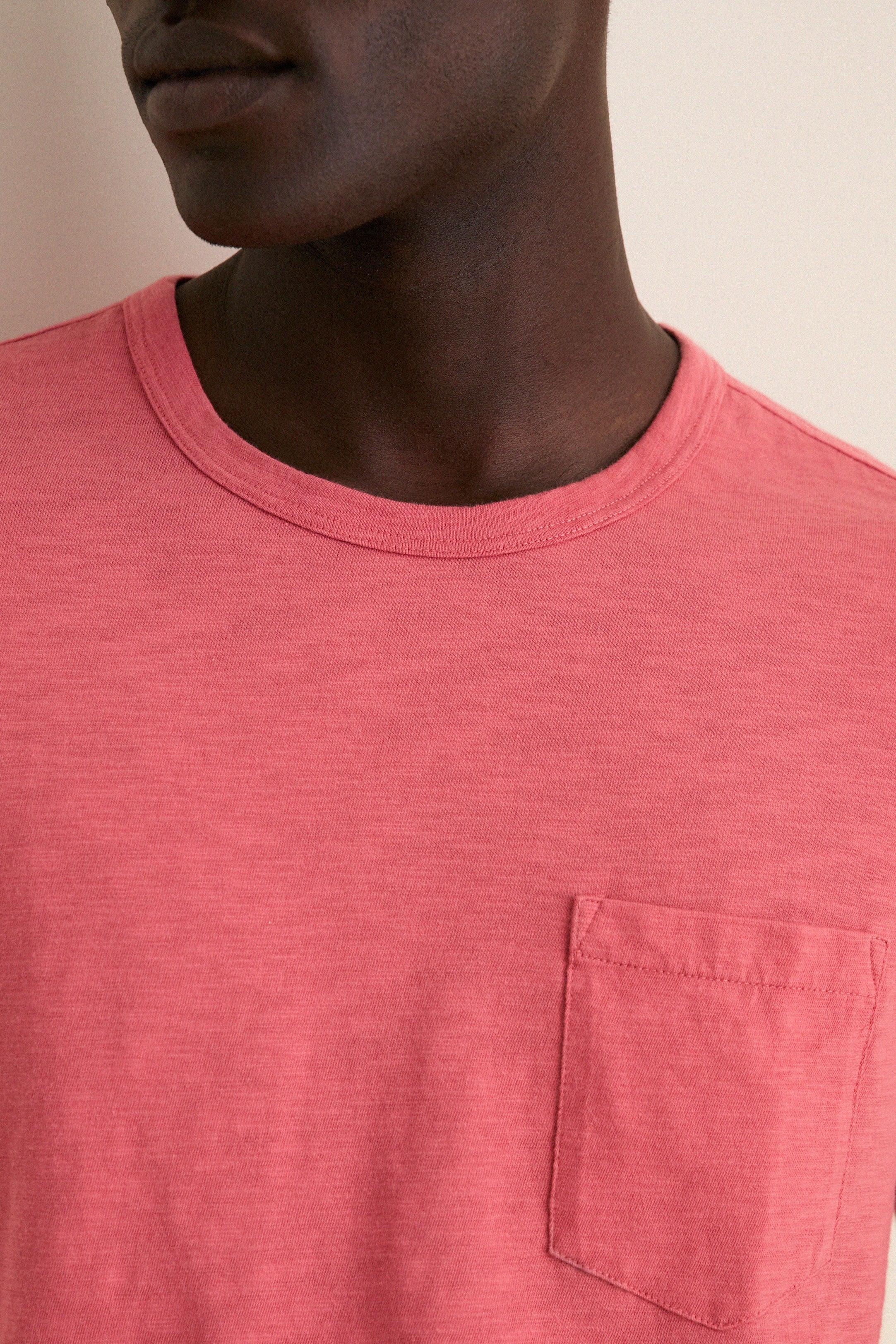 Coral Red Sunwashed Pocket Tee